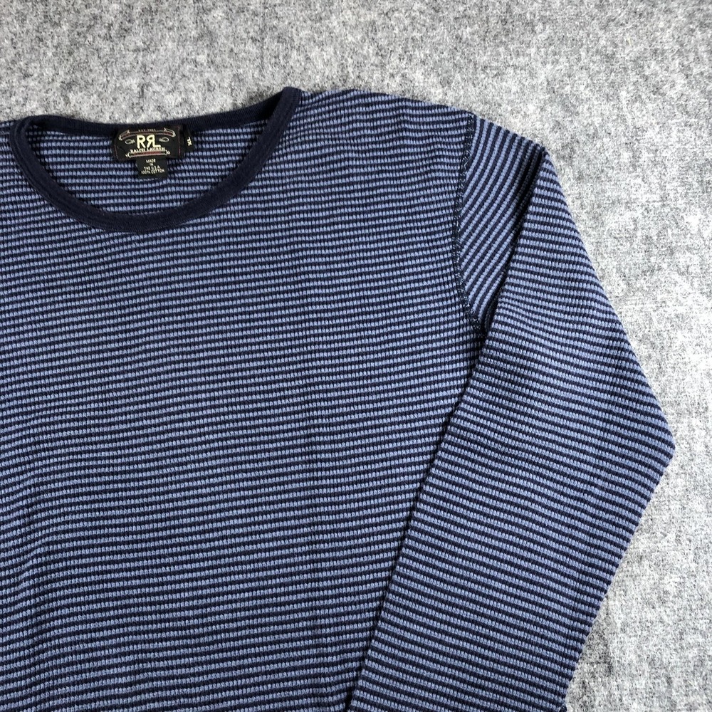 RRL Ralph Lauren Mens XL Waffle Thermal Shirt Blue USA Stripe Cotton - Picture 4 of 14